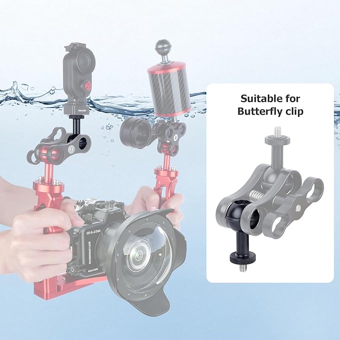 Anti-Loosening 1" Ball Head Adapter with 1/4"-20 Thread - Aluminum Camera Mount for GoPr0, DSLR, Action Camera, Camcorder, Smartphone & RAM Mounts B-Size Arms (Black, 63160A)