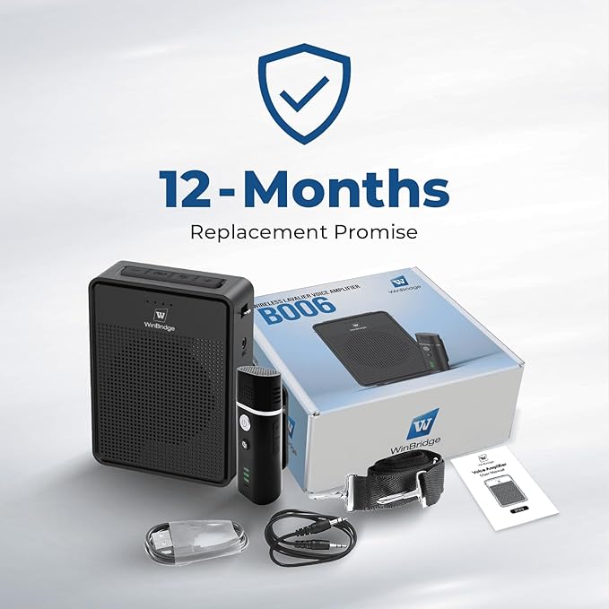 Wireless Voice Amplifier with Bluetooth Lavalier Microphone, Professional Noise Reduction Portable Microphone with Speaker, Mini Megaphone with Clip on/Lapel Mic for Teachers Classroom Tour Guide B006