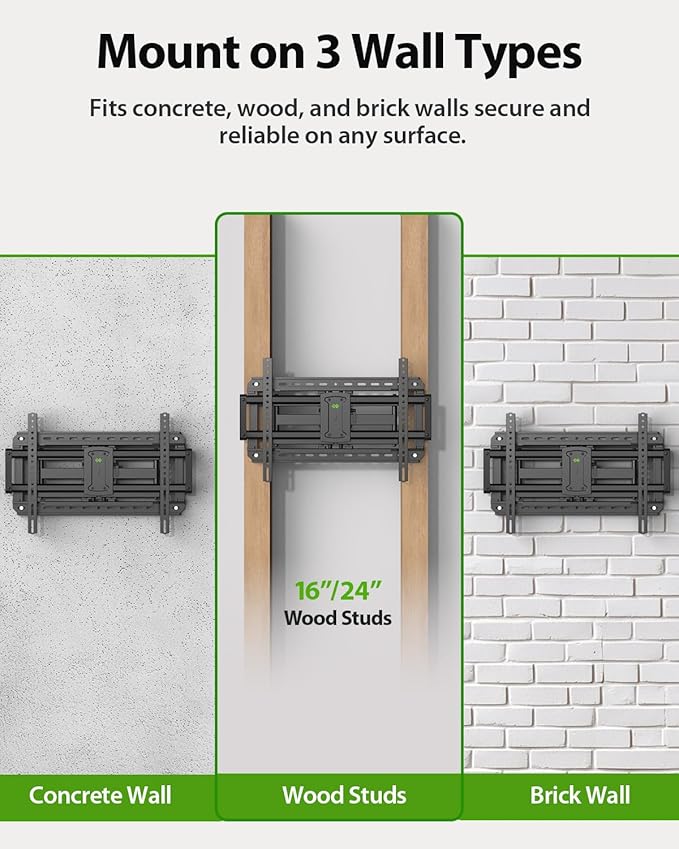 USX MOUNT Full Motion TV Wall Mount for Large TVs 42-95 Inch up to 150 lbs, Wall Mount TV Bracket with Swivel and Tilt, Fits 16",18", 24" Wood Studs, Max VESA 600x400mm Fit 65+ 75+ 85 86 90 TVs XML025