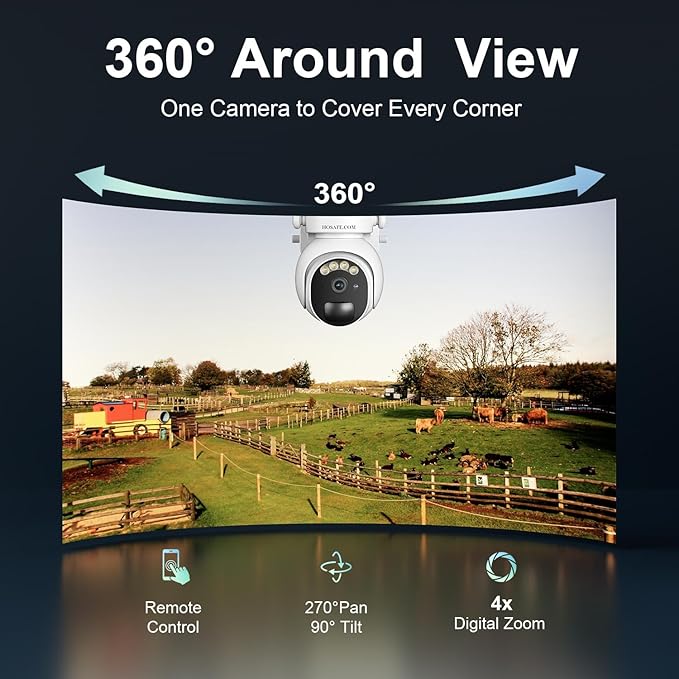 4G LTE Cellular Security Camera Outdoor, Off Grid Security Camera No WiFi Solar Powered, 360° PTZ Solar Camera Outdoor Wireless, 2K Color Night Vision, PIR Motion Sensor, Built in SIM Card, 2 Cameras