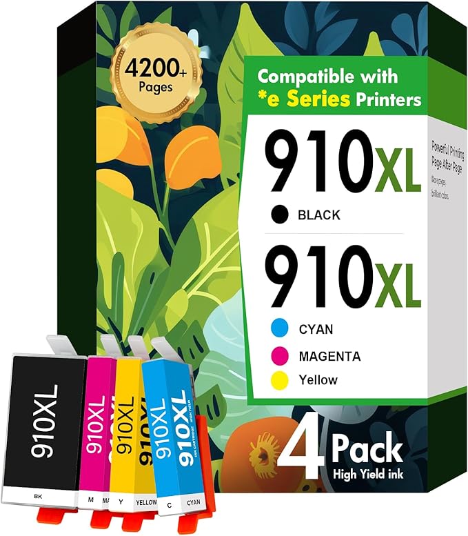 910XL 910 8015e Ink Cartridges Combo Pack Replacement for HP Printers 8025e 910 XL 910XL Black and Color 910XL/910 Multipack for OfficeJet Pro 8015e 8025e 8028e 8020 8035e 8034e 8020e 8025 8010 8028