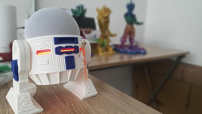 Android Rus-T1 Stand Speaker Compatible with Alexa Echo Dot 3 Gen, 4 Gen, 5 Gen, HomePod mini, Google Home Mini/Nest Mini y genericos (White/Blue)