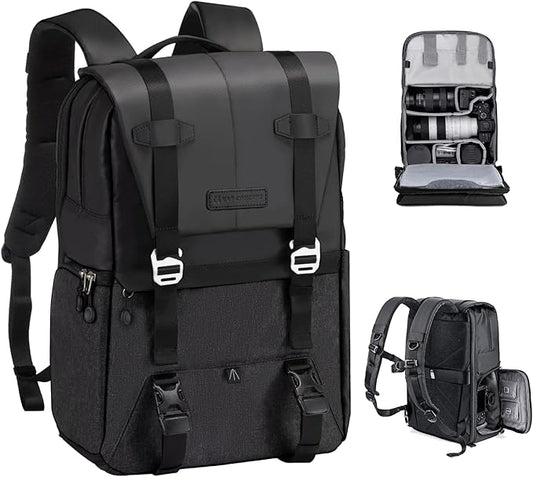 K&F Concept Camera Backpack, Camera Bags for Photographers Dslr Cameras Compatible for Canon Nikon Sony DJI Mavic Drone, 20L Large Capacity Bag Cover 15.6 Inch Laptop Camera Cases with Raincover