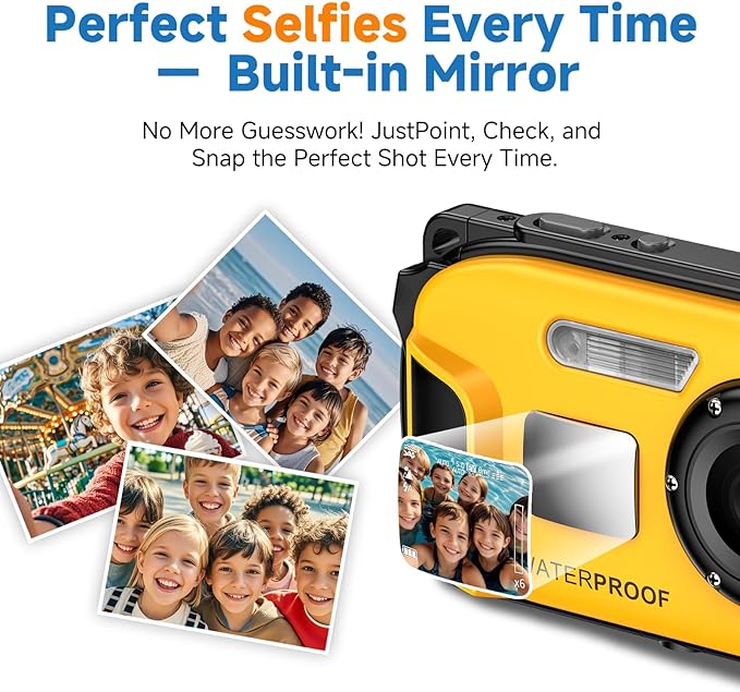 Underwater Floating Digital Camera – 48MP HD Bare-Body Waterproof Camera, No Case Needed for Underwater Fun & Childhood Memories (Yellow)