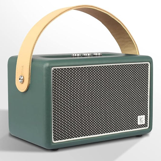 Vintage Bluetooth Speaker, KONEX 40W Leather Portable Wireless Speaker, Bluetooth 4.2 Heavy Bass Music Player, 20H Long Playtime, Outdoor Speaker for Home, Office, Party, Gift for Friend
