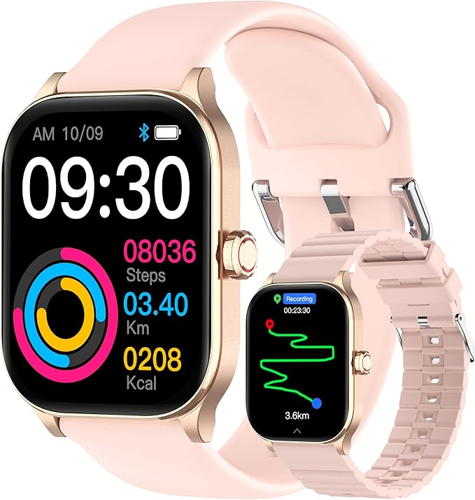 Smart Watch with AI (Built-in GPS), 1.96" HD Fitness Tracker for Men Women, 100+ Sports Modes, Call/Reply/Notification, 24/7 Heart Rate & Sleep Monitor, Waterproof Smartwatch for Android iPhone