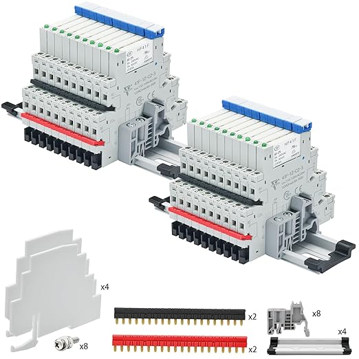 20Pcs Electromechanical Relay 6Amp Miniature Power Relay 110V-120V AC 1NO 1NC SPDT with LED Indicator, Socket Base, DIN Rail Slotted