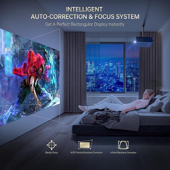 XIDU Portable Projector with WIFI and Bluetooth [Metal/2000ANSI/Native 1080P/Wireless Casting/Electric Focus/Auto Keystone]4K Outdoor Movie proyector for Home,Fire TV stick,iOS,Android,Laptop (Naval)