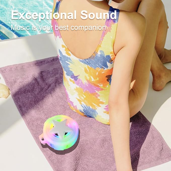 EBODA Bluetooth Shower Speaker, IP67 Waterproof Portable Speakers, Floating, TF Card, Small Outdoor Speaker with LED Light, True Wireless Stereo for Bike, Beach, Paddle Board, Kayak, Pool, Gifts