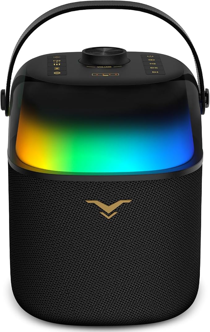 Bluetooth Speaker, Portable Wireless Speaker with 80W Peak Power, Enhanced Bass/Treble, TWS Pairing, 360-Degree LED Lighting for Home, Outdoor, Beach Party, Supports USB/AUX/6.35mm Jack/FM Integration