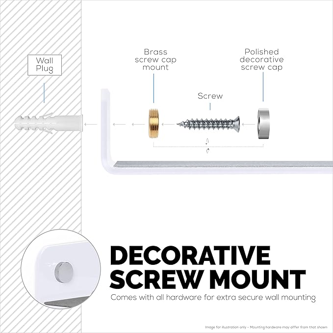 BRAINWAVZ 2-Pack 4” Small Floating Shelf Bluetooth Speaker Stand, Adhesive & Screw Wall Mount, Anti Slip, for Cameras, Baby Monitors, Webcam, Router & More, Universal Holder (SHELF11 White)