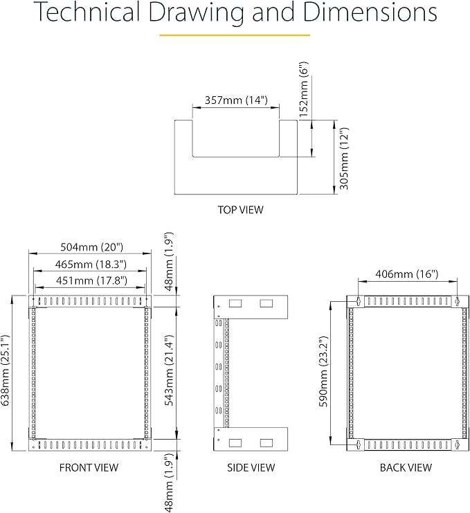 StarTech.com 2-Post 12U Heavy-Duty Wall-Mount Network Rack, 19" Open Frame Server Rack, 12" Deep, Wall Mount Data Rack for IT / AV / Patch Panel / Computer Equipment (RK12WALLO)