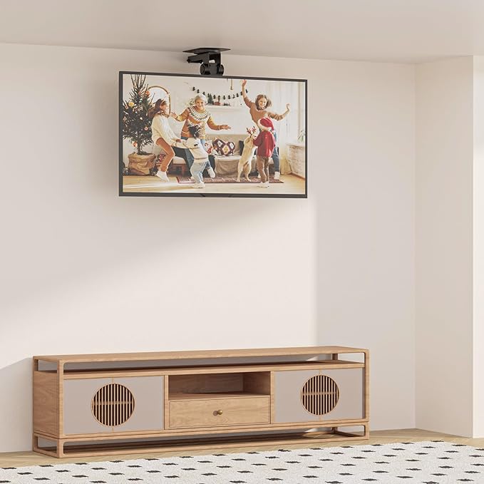 WALI Mount for Echo Show 21, Echo Show 15, Adjustable Ceiling Mount Saving Space, Echo Show 15 Under Cabinet Mount, Foldable Mounting Bracket for Echo Show 21, Holds up to 44lbs (FCM101), Black