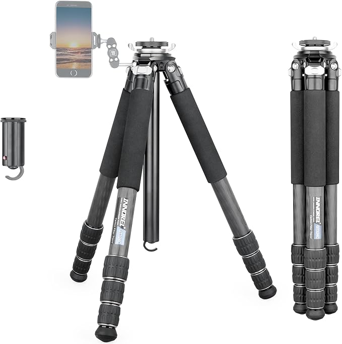 Carbon Fiber Tripod-INNOREL GT324C Professional Compact Portable Tripod for Digital DSLR Camera Heavy Duty Camera Stand Support with Special-Shaped Center Column 1.25in/32mm Tube Max Load 55lbs/25kg