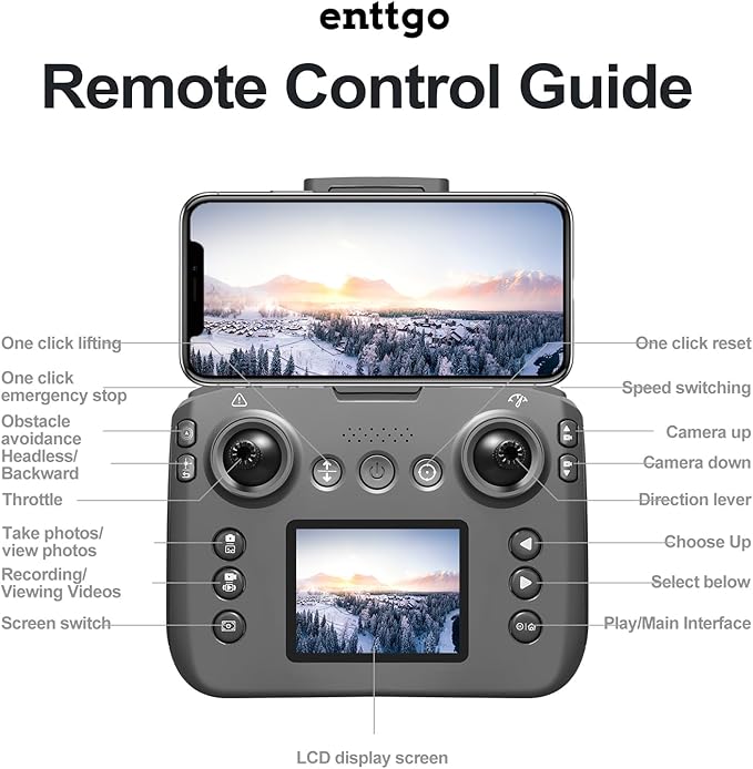S116 GPS Drone with Screen Controller, Two-batteries, Brushless Motor, Altitude Hold, One Key Take Off/Landing, with Black Outdoor Carrying Case (Black - 2 batteries)