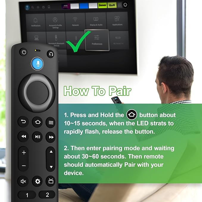Voice Remote Control Compatible with Fireseries TV Cube/Stick/4K/4K Max/Lite/Cube/Stick HD, Smart TVs (3rd Gen), for Omni Mini-LED Series, Omni Series, 4-Series, Insignia, Toshiba, Pioneer Smart TV