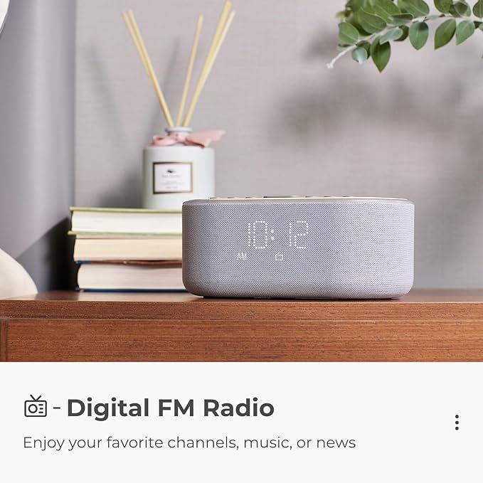uscce Alarm Clock Bluetooth FM Radio: 10W Stereo Sound Speaker - Fast Wireless Charging for iPhone Samsung - Dimmable Clock Radio for Bedroom