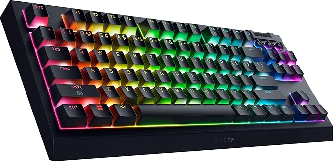 Razer BlackWidow V4 TKL HyperSpeed Wireless Hot Swappable Gaming Keyboard: Orange Tactile Switches - Wireless & Bluetooth - Multi-Function Roller & Control Buttons - Chroma RGB - Long Battery Life