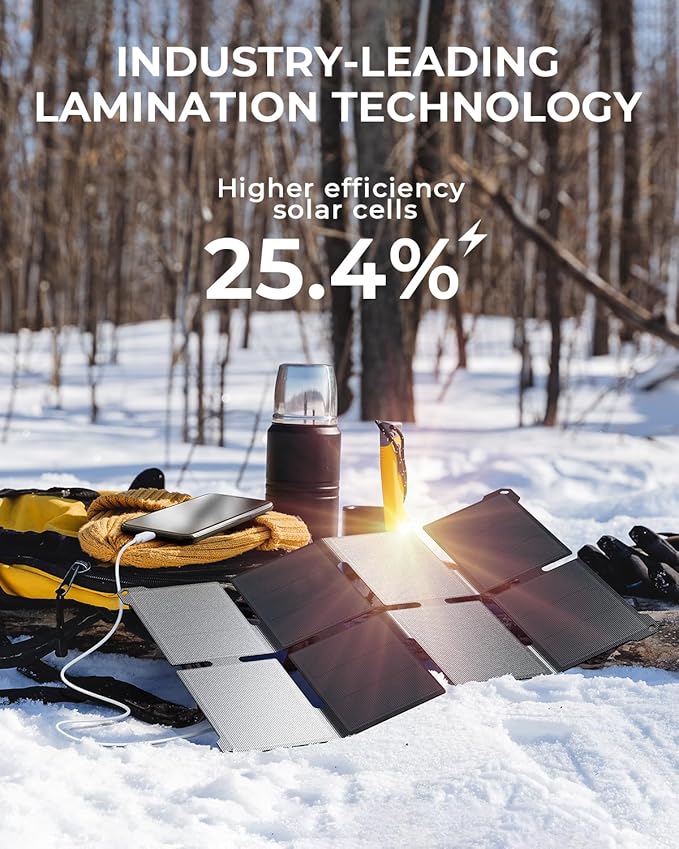 [Upgraded] BigBlue Ultra-Light Portable 25W Solar Panel Charger with USB-A and USB-C Ports, 0.84 lbs Pocket-Size IP68 Waterproof, Folded Solar Panel Compatible with Cellphone,Power Bank,Camping Light