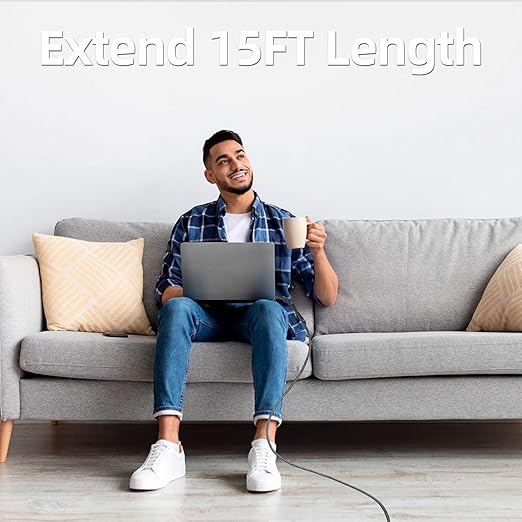 240W for Thunderbolt 4 Cable 15 ft, Support 5K / 4K@60Hz 20Gbps with PD Fast Charging for iPhone 17, Mac mini M4 / M4 Pro, MacBook Pro, Docking, eGPU, SSD, Surface Pro, VR Headset