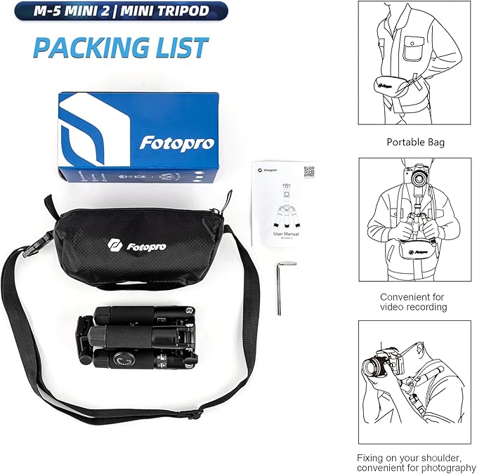 Fotopro Mini Tripod Portable Desktop Aluminum Small Camera Tripod with 360 Ball Head 20 Inch Compact Tabletop Tripod for DSLR Camera Video Camcorder Travel with Carrying Bag Load up to 11lbs/5kg