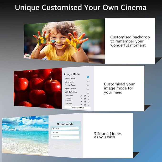 [1200 ANSI/Smart TV OS/Built-in APPs/Auto Focus&Keystone] 2025 Upgraded AI 4K Projector with WiFi and Bluetooth, Native1080P Outdoor Proyector with Netflix/YouTube/PrimeVideo, 270°Stand 300" Display