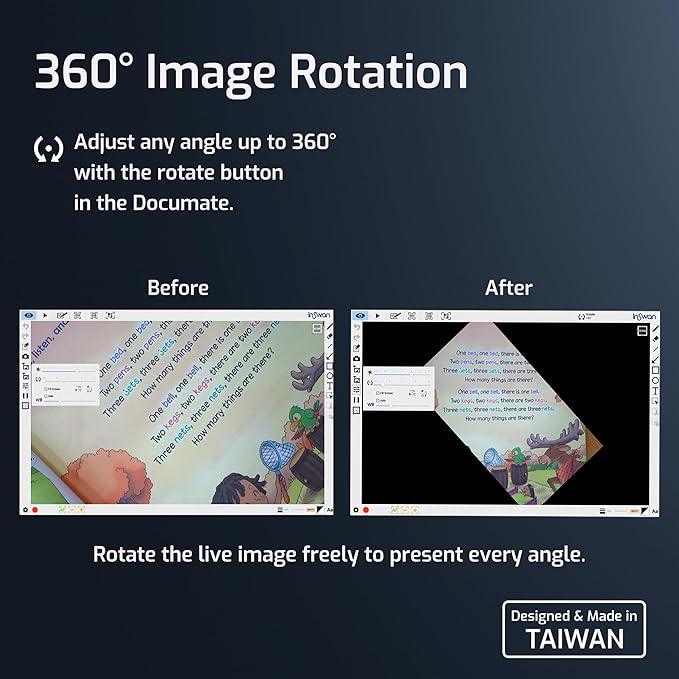 INSWAN INS‑2 4K USB Document Camera – 13MP, Dual Auto‑Focus, LED Light and Microphone, Plug & Play, Mac, Windows, iPad, Chromebook, A3 Capture – Ideal for Teachers and Classrooms