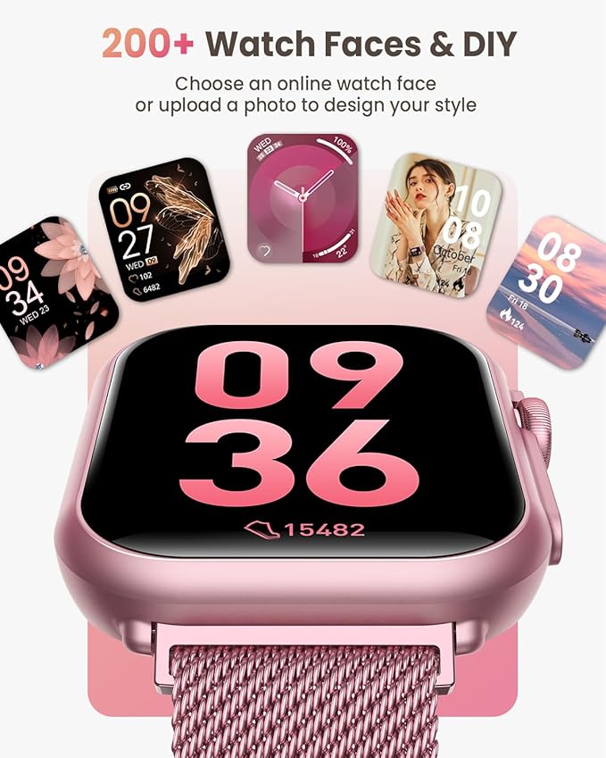 Smart Watches for Women Men Fitness: Smart Watch for iPhone&Android Bluetooth Call with 30 Day+Battery Life SpO2 Sleep Heart Rate Monitor,IP68,Fitness Tracker with 120+Sport,Reloj Inteligente, 2 Bands