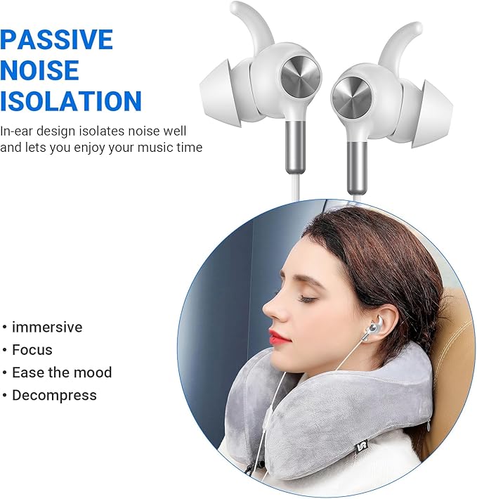 Earbuds Wired 3.5mm Headphones for School PC, Noise Cancelling Ear Buds Wired with Microphone Case Magnet Wire Plug in Earphones for HP/Surface/Acer Computer Laptop Chromebook Corded Headphone, White