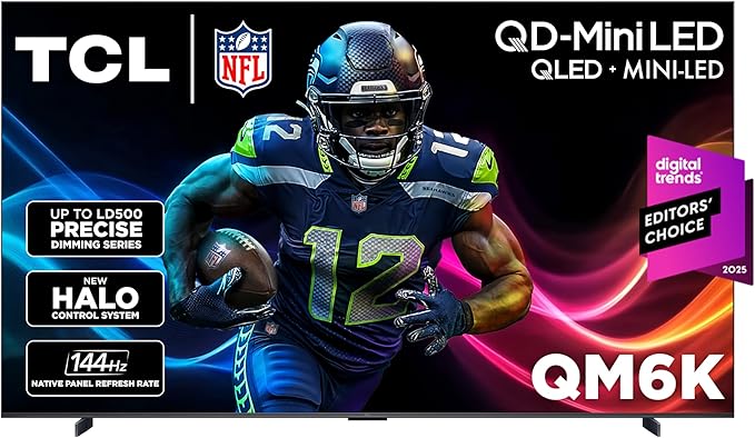 TCL 98-Inch Class QM6K Series QD-Mini LED 4K UHD Google Smart TV Best Value Mini-LED TV - QLED, 144hz, 288hz Gaming Rate, High Contrast Screen, Onkyo Audio, Dolby Atmos (98QM6K, 2025 Model)