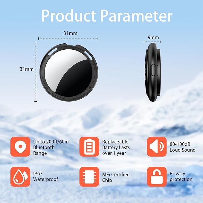 Tracker Tags 4 Pack [Apple MFi Certified] Pair with Apple Find My(iOS Only) Smart Bluetooth Tracking Tags Key Finder Item Locator Waterproof Worldwide Tracker for Pets Wallet Backpack Dogs Luggage