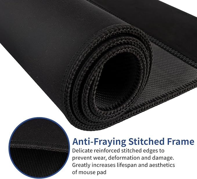 15W Large Gaming Mouse Pad with Superior Micro-Weave Cloth, Extended Desk Mousepad with Stitched Edges, Non-Slip Base, Water Resist Keyboard Pad for Gamer, Office & Home, 30 x 12 in, Black