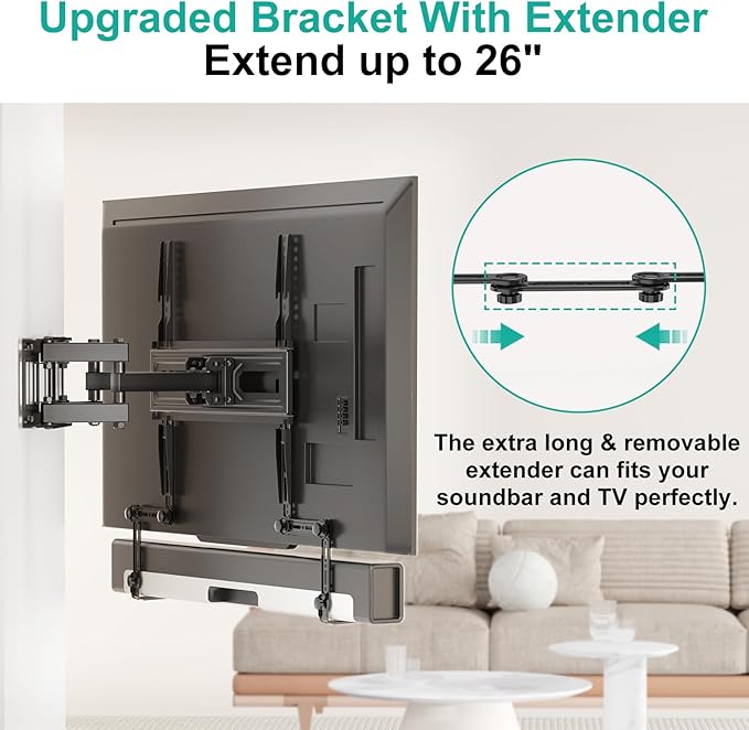 WALI Universal Soundbar Mount for TV, Heavy-Duty Bracket for Mounting Above or Below Screen, Holds Up to 33 lbs, Fits Samsung, Sony， Bose，LG，Vizio，Roku,Vizio,Bose & More (SBR206)