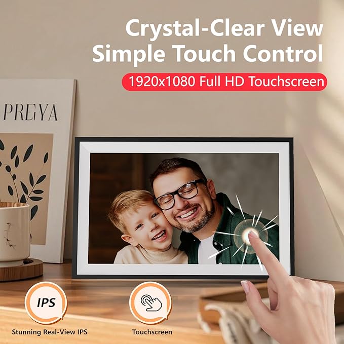 Digital Picture Frame, Frameo 15.6 inch Large Digital Photo Frame WiFi, 1920*1080 IPS FHD Touchscreen, 32GB, Instant Share Pictures Video, Photo Frame Electronic, Gift for Mom, House Warming, Wedding