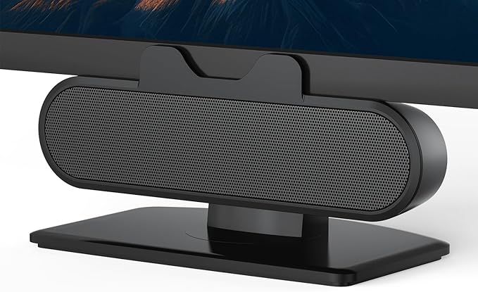 INGA Computer Speakers for Desktop PC, USB Monitor Speaker Bar with Clip-On, Wired Desk Speakers with HD Stereo Loud Sound, Laptop Speaker Mini Sound Bar, Easily Clamps to Monitor