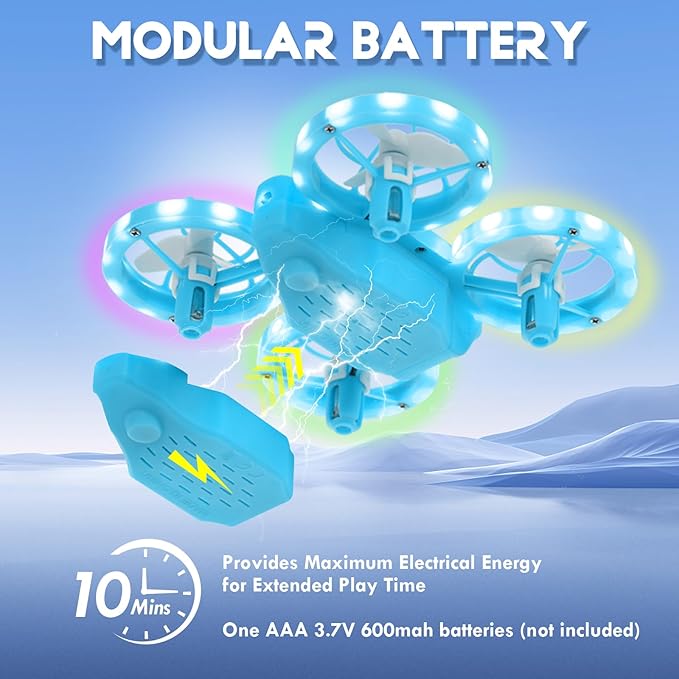 Mini Drone for Beginner, Colorful LED RC Drone Quadcopter with Headless Mode, 360 Flips, Altitude Hold, 3 Speeds Mode,Full Propeller Protect, Gifts for Teen Adults,Blue