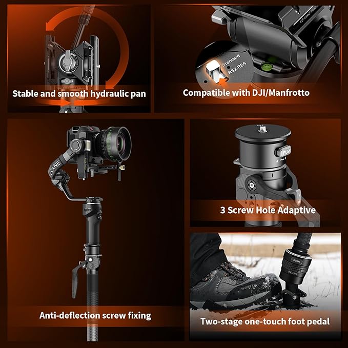 COMAN One-Click Lifting Carbon Fiber Monopod, 69‘’ Camera Monopod with Feet, Lightweight Travel Tripod with Quick Release Plate for Camera, DSLR, Camcorder, Max Load 22lbs/10kg (M1ProV5)