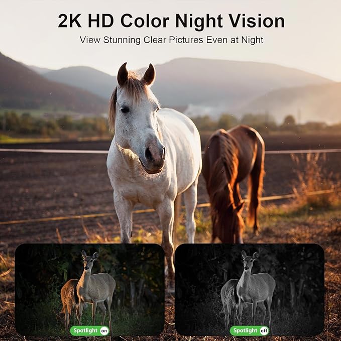 4G LTE Cellular Security Camera Outdoor, Off Grid Security Camera No WiFi Solar Powered, 360° PTZ Solar Camera Outdoor Wireless, 2K Color Night Vision, PIR Motion Sensor, Built in SIM Card, 2 Cameras