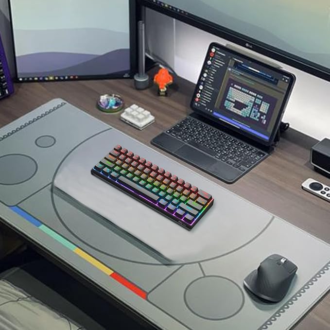 RK ROYAL KLUDGE RK61 Wired 60% Mechanical Gaming Keyboard Programmable QMK/VIA RGB Backlit 61 Keys Ultra-Compact Hot Swappable Blue Switch Black