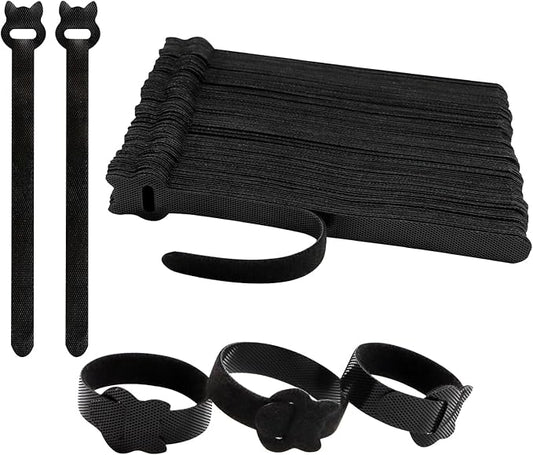 100PCS Reusable Cable Ties, 6 Inches Adjustable Hook and Loop Cord Straps, Multi Purpose Cable Management Wire Ties for Home, Office & Data Centers Black