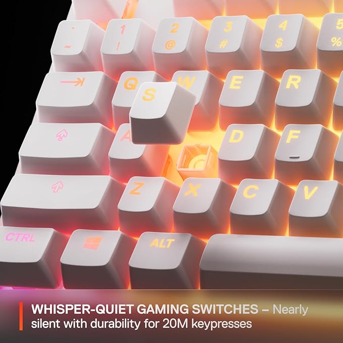 SteelSeries Apex 3 TKL White RGB Gaming Keyboard — Tenkeyless Compact Form Factor — 8-Zone RGB Illumination — Water and Dust Resistant — Whisper-Quiet Gaming Switch
