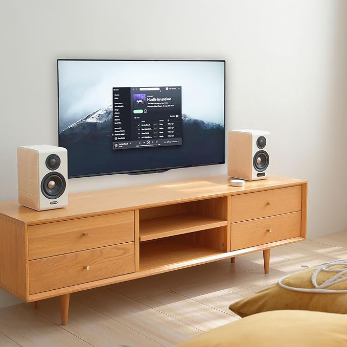 Edifier Active Bookshelf Speakers, 2.0 Computer Hi-Fi Speaker System, 88W RMS Hi-Res Audio with LDAC Bluetooth USB-C Optical Coaxial RCA Input Subwoofer Output for Record Player TV, Pair - White