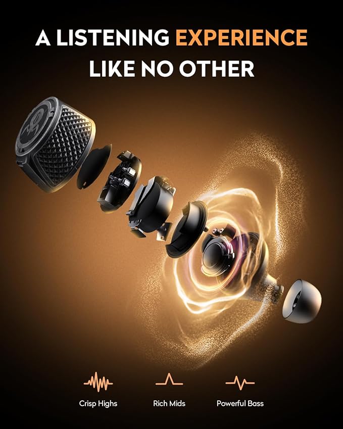 GravaStar Sirius Plus True Wireless Earbuds, Bluetooth 5.3 Active Noise Cancellation ANC Headphones, 28H Playtime, ENC Clear Call, Customization App, IPX4 for Sports/Work -Yellow