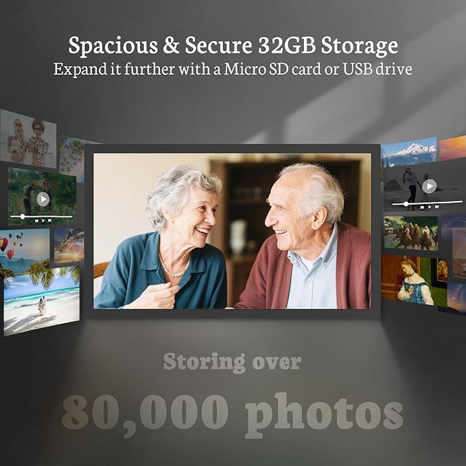 BSIMB Large Digital Picture Frame 27 Inch, 1920x1080 FHD WiFi Digital Photo Frame Electronic 32GB Display, Wall Mount Included, Share Pictures/Videos via App Easy Setup Gifts for Mom(Non-Touch), Black