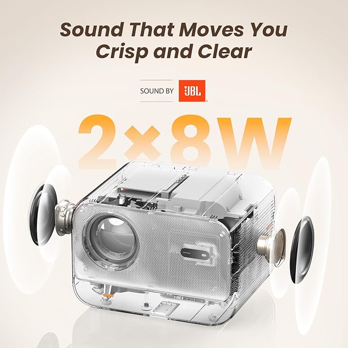 [Sound by JBL & Seamless Autofocus] Yaber 1080P Projector with WiFi 6 and Bluetooth, Portable Outdoor Movie Projector, Home Theater Projector for iPhone/TV Stick/HDMI/USB/Laptop/PS5-White