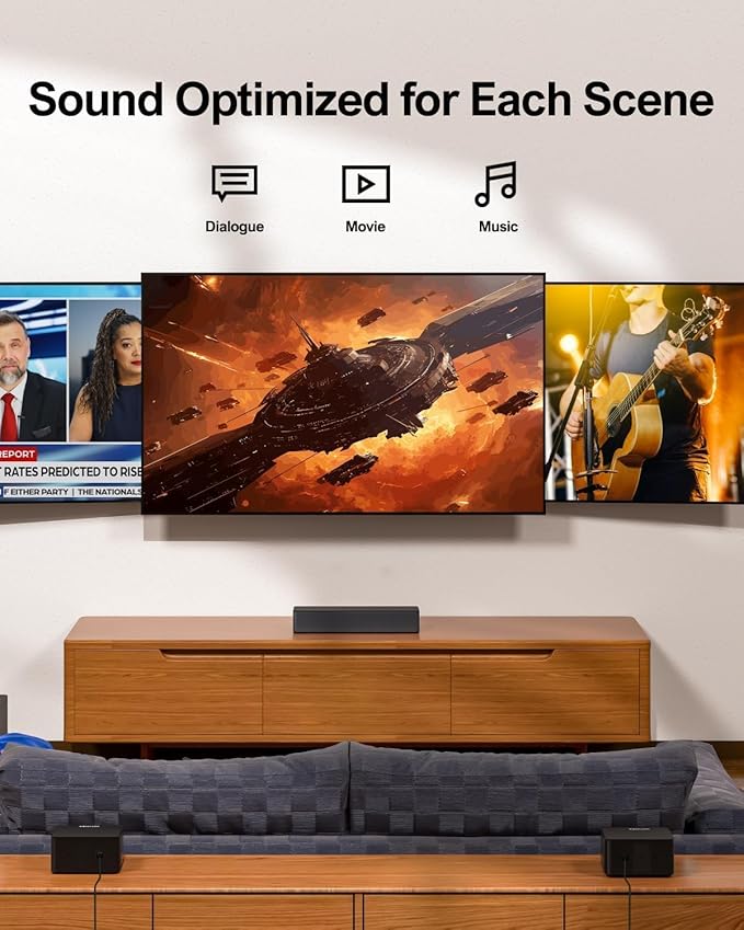 ULTIMEA 5.1 Sound Bar for Smart TV, with Dolby Atmos, 410W Peak Power, Surround Sound System for TV, Wireless Subwoofer Bass Boost, Surround Adjustable, APP Control, Poseidon D60(New 2025 Model)