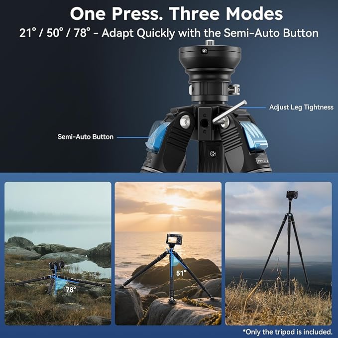 SIRUI SVS60 Carbon Fiber Travel Tripod, 64.6" Compact Camera Tripod, Rapid One-Step Height Adjustment, Modular Design Convertible to Monopod, Max Load 8kg/17.6lbs
