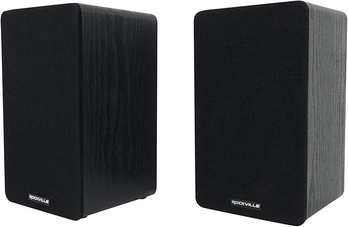 Rockville Pair RockShelf 54B V2 360W Black 5.25" Bookshelf Speakers, 4 Ohm, Kevlar Woofer, Silk Dome Tweeter, Wall-Mountable, for Home Theater and Stereo