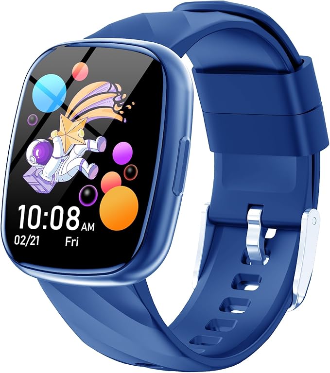 Smart Watch for Kids Fitness Activity Tracker for Boys Girls, Waterproof, Puzzle Games, Alarm Music, Sport Mode, Heart Rate, Sleep, Pedometer, Children Smartwatch Birthday Gift for Teens, Blue