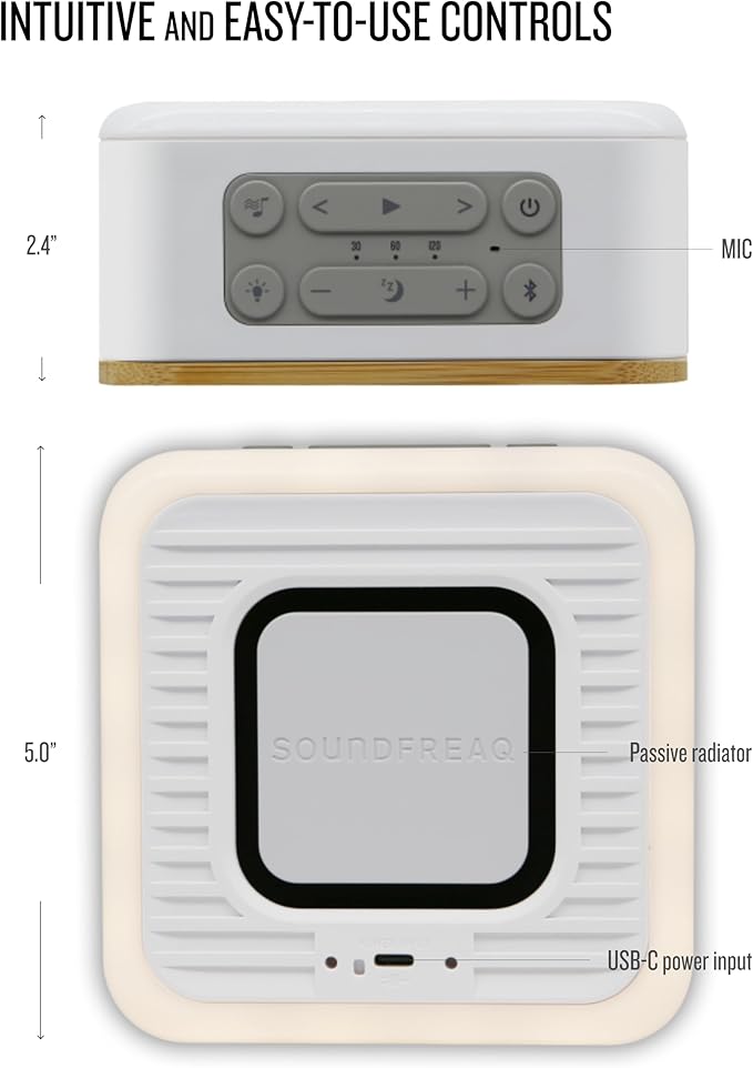 Sound Spot II SFQ-18: Portable Bluetooth Speaker with Powerful Bass, Nature Sounds, Ambient Light, and Speakerphone (White)